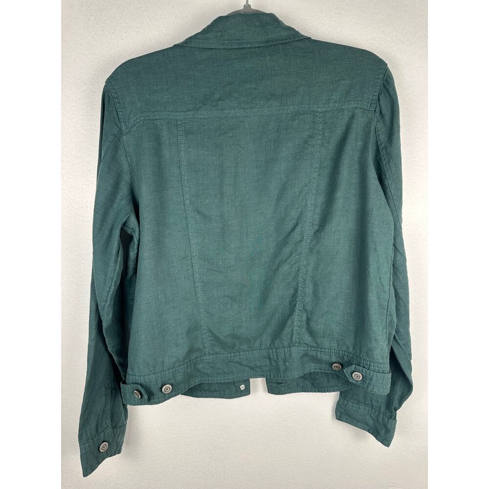 Jones New York (JNY) 100% Linen Trucker Jacket jade/forest green Large - Picture 3 of 5